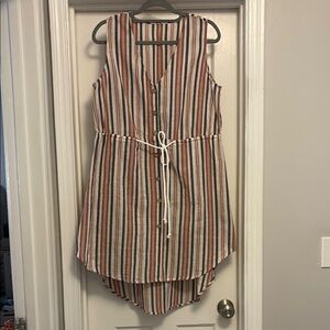 Striped Sleeveless Button-Down Dress